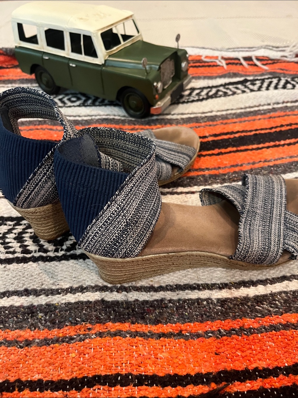 Women's Navy and Taupe Wedge Sandals